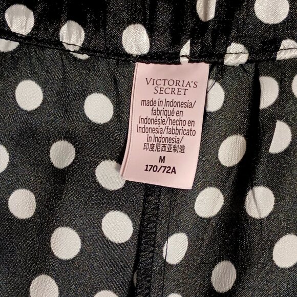 EUC ~Victoria's Secret Black Satin Sleep Shorts w/ White Polka Dots (Size: Med.) - Picture 5 of 6